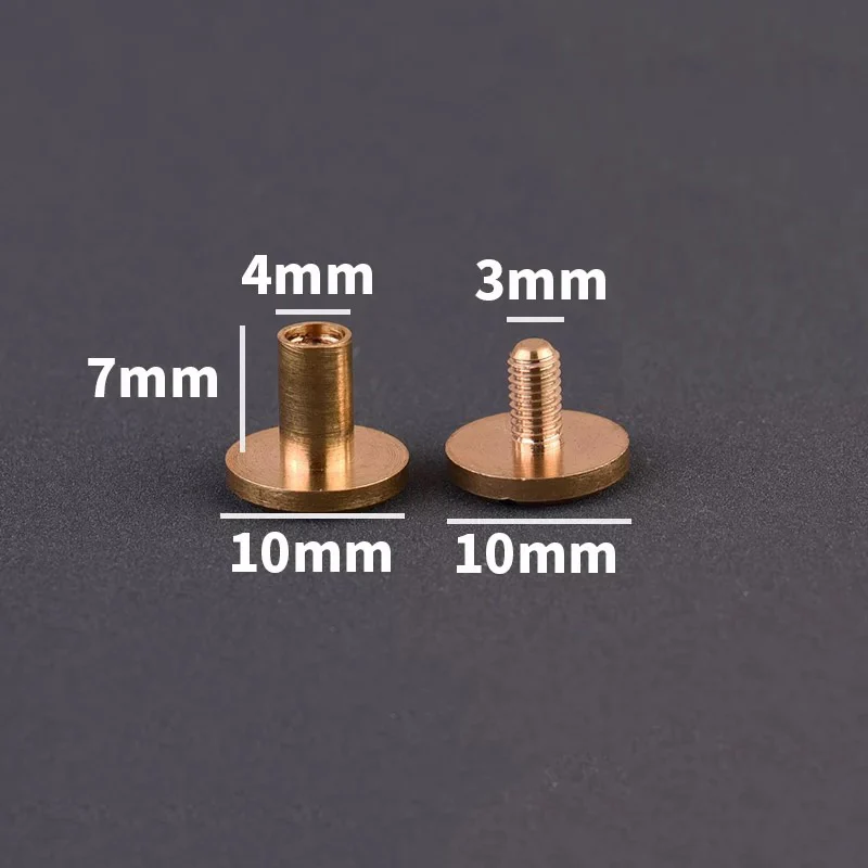 10mm x 7mm 10 шт. Твердый латунный переплет Chicago винты гвозди заклепки для фотоальбома кожаные штифты для рукоделия ремень кошелек крепеж 10 мм крышка - Цвет: 10mm x 7mm