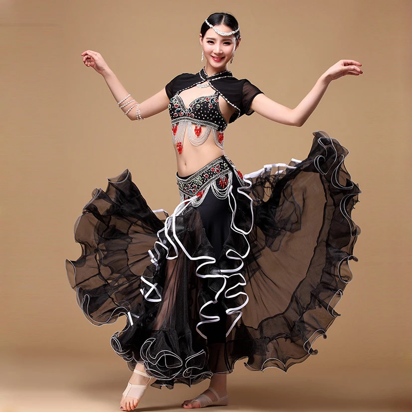 Женский костюм для танца живота комплект из 3 предметов бюстгальтер с бусинами