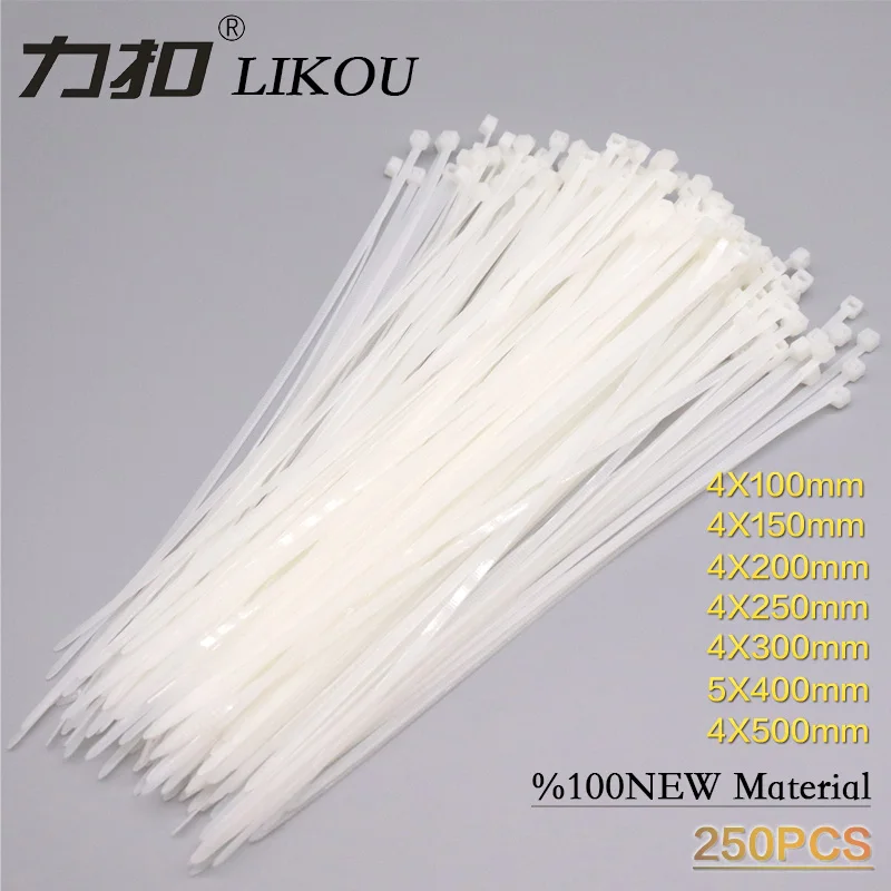 Самоклеющиеся нейлоновые кабельные стяжки LIKOU 4x100 мм 4x150 4x200 4x250 4x300 4x350