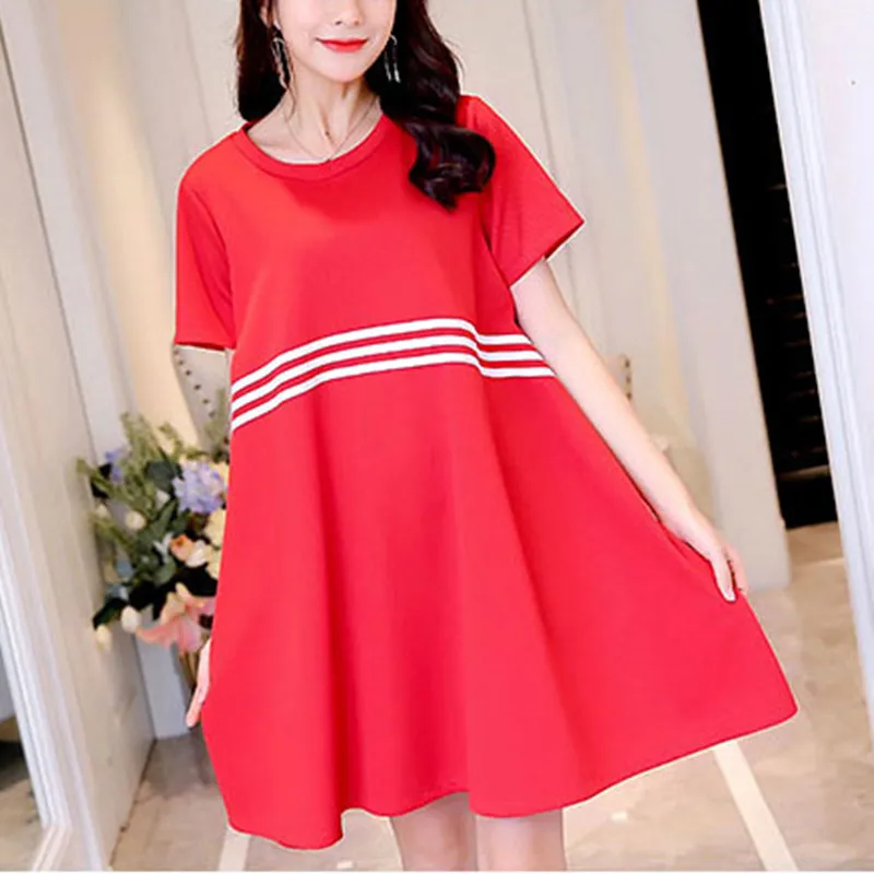 Новый 2017 Весной и летом мода дамы Чистый цвет с коротким рукавом свободные