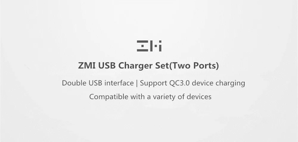 Xiaomi ZMI, зарядное устройство для телефона, двойной USB QC3.0, зарядка 15 В, 3.6A, 18 Вт, подходит для iPhone, samsung, iPad, huawei, смартфона