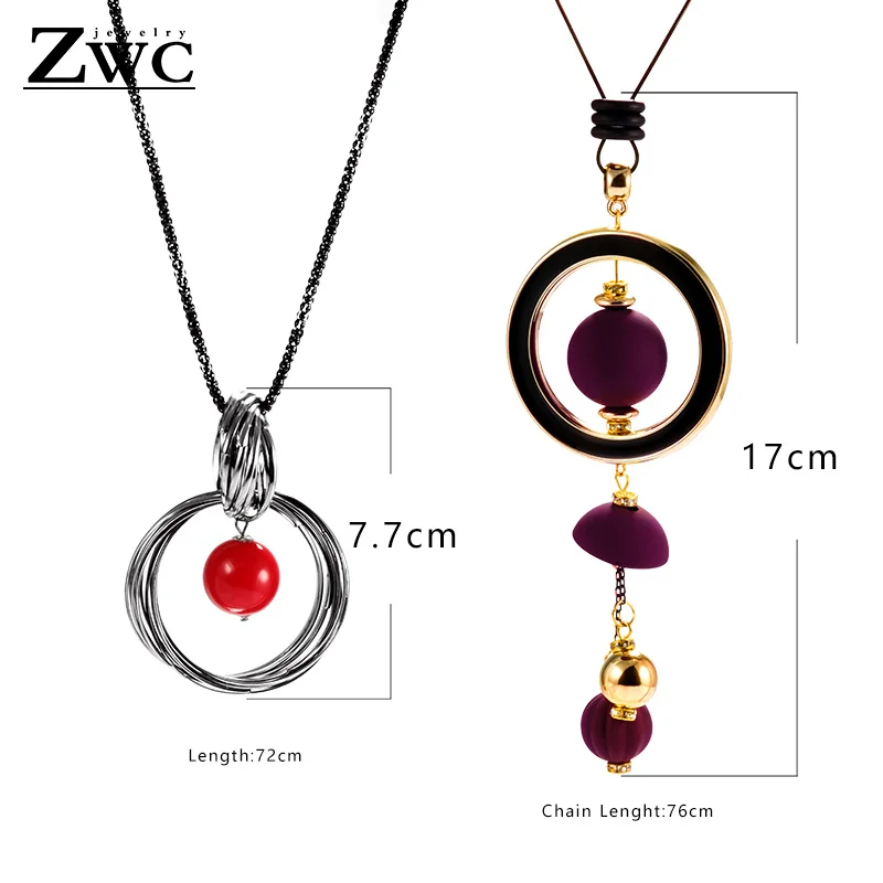 ZWC богемный модный элегантный свитер цепи длинные металлические ожерелья для