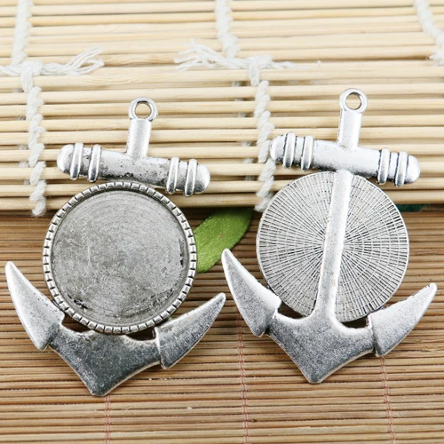 

10pcs tibetan silver tone cameo cabochon anchor pendant EF2077