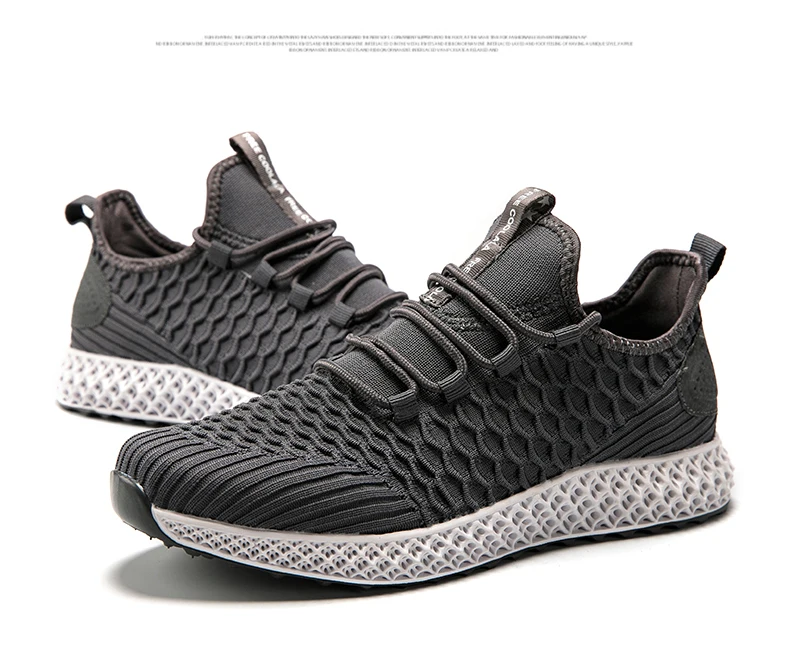 KJEDGB Новинка Flyknit высококачественные мужские кроссовки однотонные черные, красные, серые модные мужские туфли повседневные мужские теннисные кроссовки для взрослых