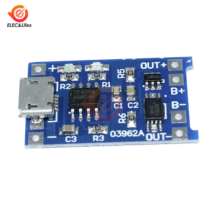 5 шт. Micro USB 5В 1А TC4056A 18650 литиевая батарея зарядное устройство плата модуль с защитой двойные функции светодиодный индикатор 4,5~ 5,5 В