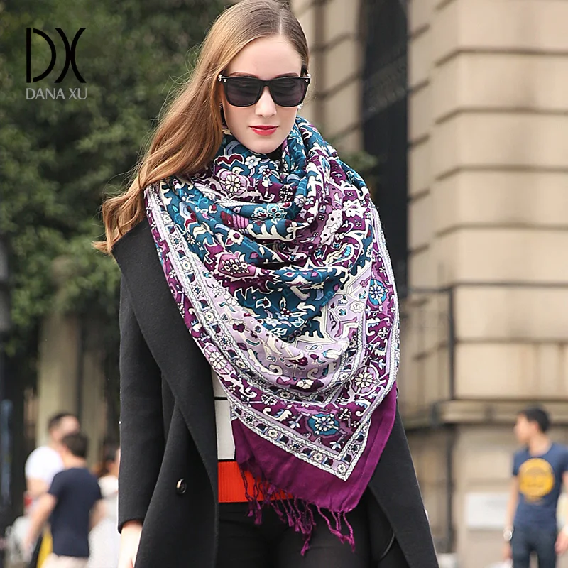 Роскошный модный брендовый шарф из пашмины кашемира теплая шаль зимний женские