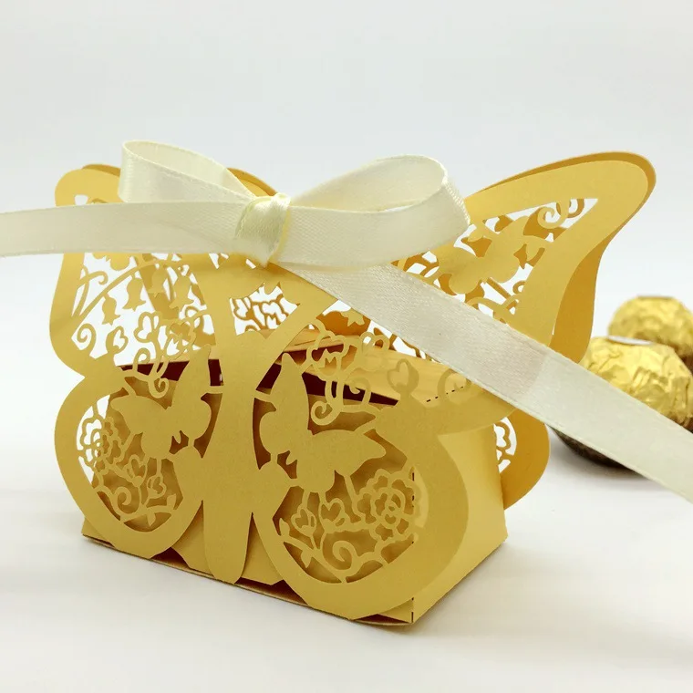 Оптовая продажа B84 100 шт/лот50*50*70 мм Лазерная резка butteryfly риббина Свадьба/День