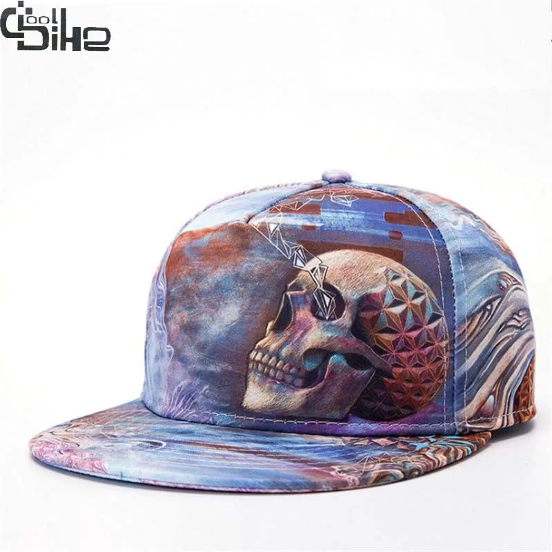 Новые крутые 3D бейсболки с принтом черепа унисекс хип-хоп кепки повседневная