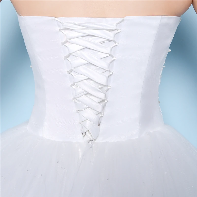 

VLNUO NISA Wedding Dresses 2020 Vestidos De Novia Ruched Strapless Lace Applique Sequined Beading Bow Wedding Dress Gowns