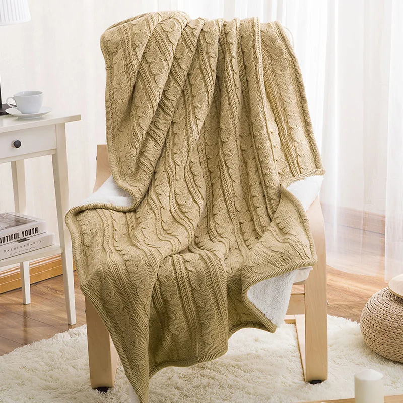 Зимнее теплое верблюжье вязаное шерстяное одеяло диван/покрывало удобное мягкое