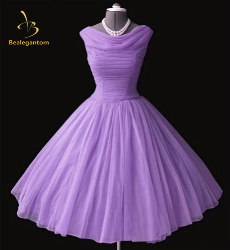 

Bealegantom New Elegent In Stock Purple Organza Cheap Prom Dresses 2021 Cocktail Party Gowns Size 2 4 6 8 10 12 14 16 QA991