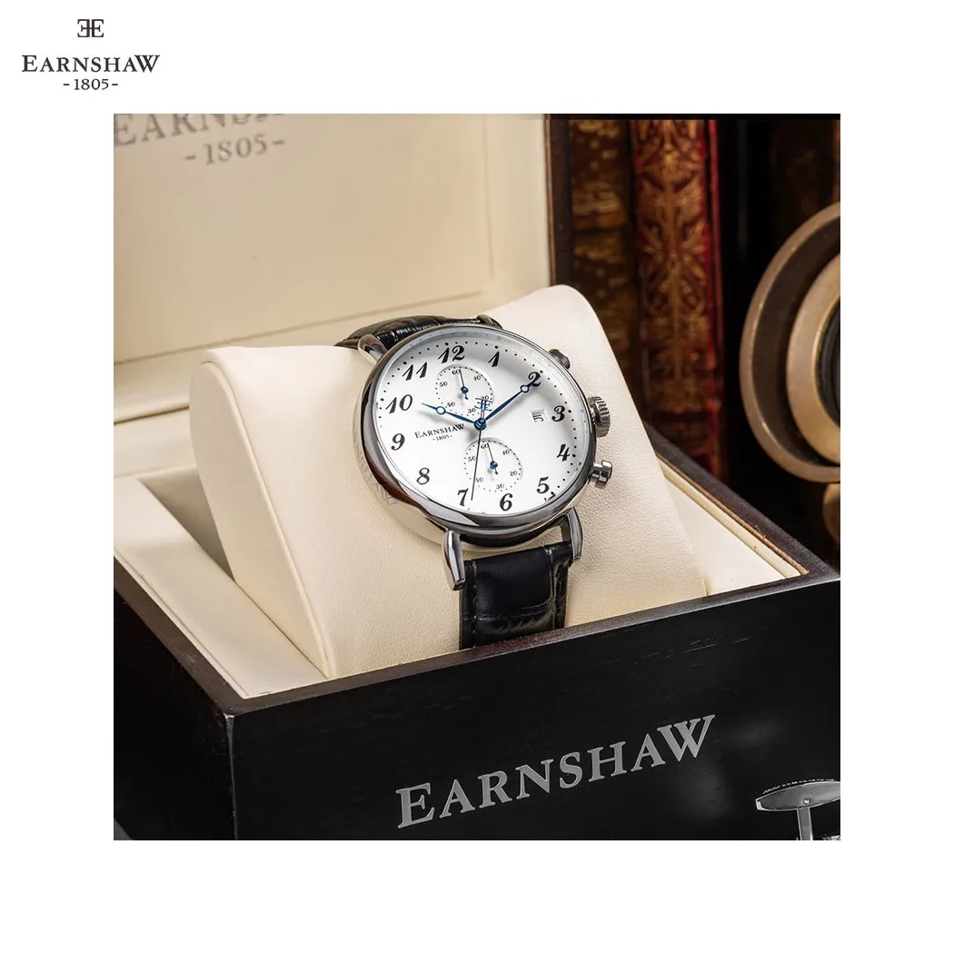 Наручные часы Earnshaw ES 8089 02 мужские с кварцевым хронографом на кожаном