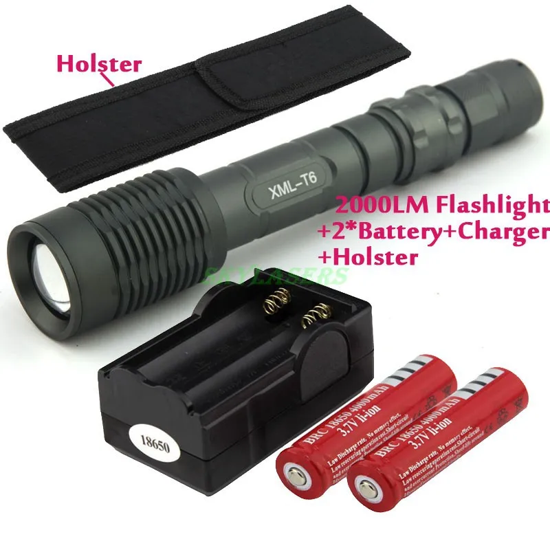 Z5 2000 люмен CREE XM-L T6 7-Mode светодиодный фонарик Фонарь + 2x18650 Перезаряжаемые батарея