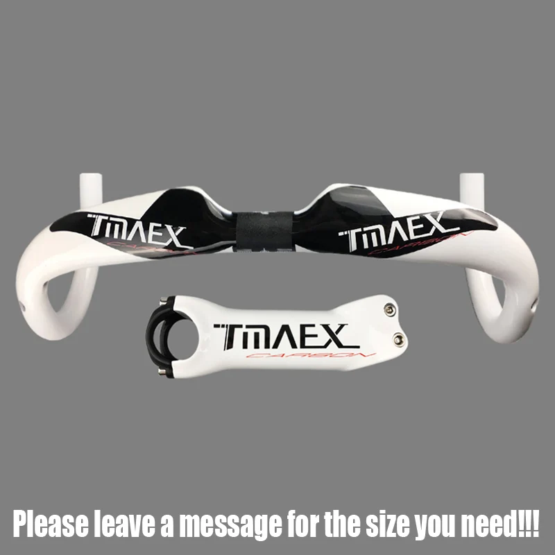 Handlebar stme TMAEX-полностью углеродный шоссейный велосипед, ветровой карбоновый руль+ карбоновый стержень+ карбоновый Подседельный штырь, детали для велосипеда, белый Ультра светильник - Цвет: Handlebar stme
