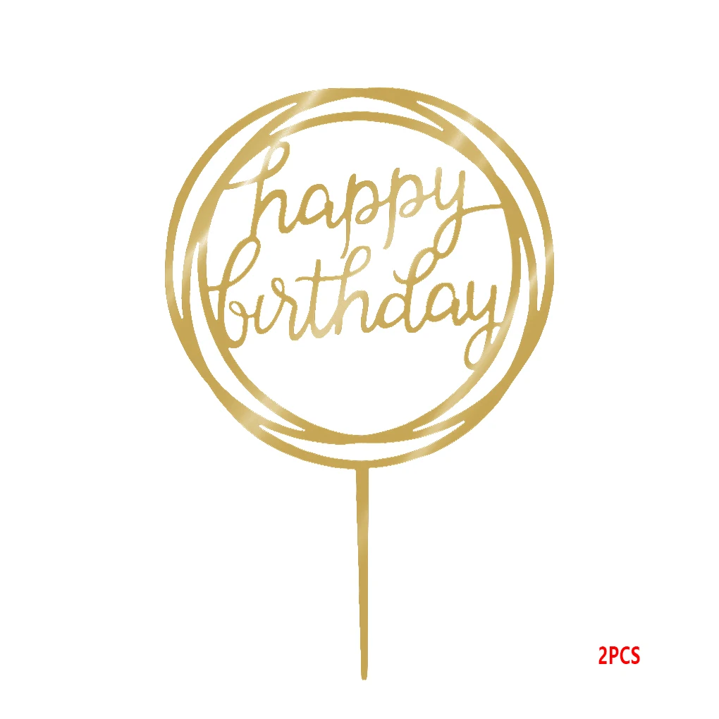 Круглый Топпер для торта С Днем Рождения акриловый Золотой мерцающий DIY