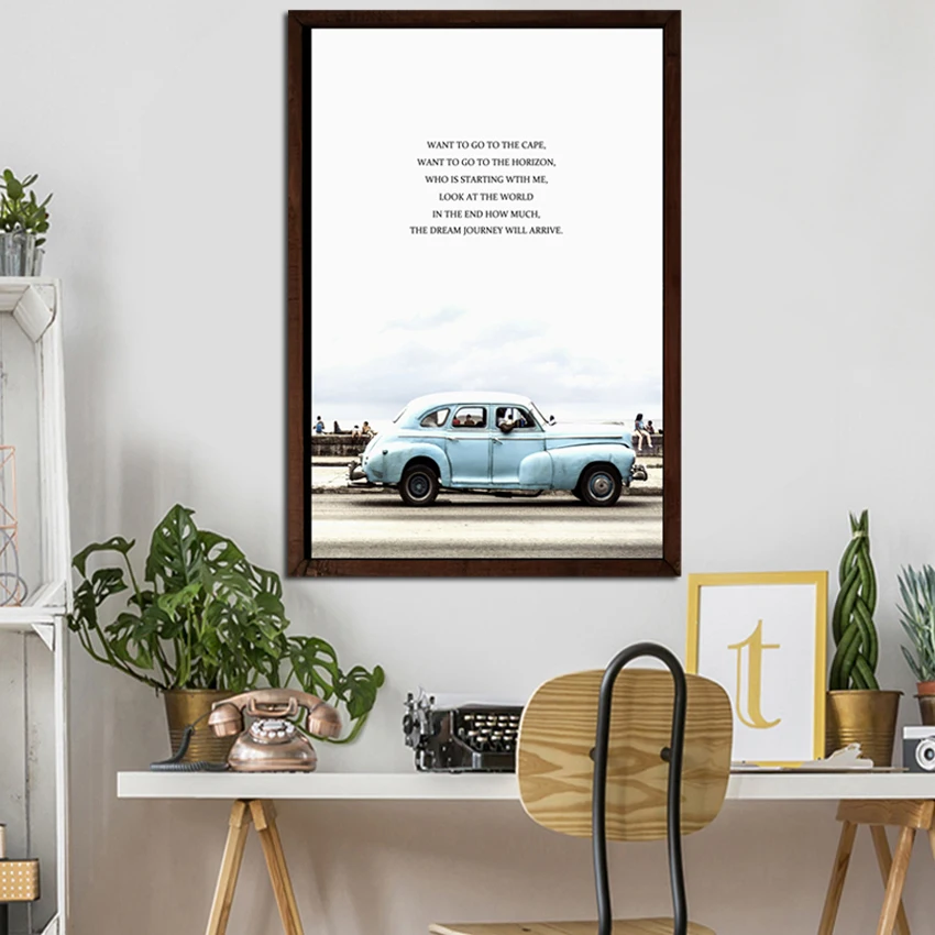 Nordic Beach Seascape Car Posters And Prints Green Plant Sea Wall Art Canvas Painting Pictures Unframed | Дом и сад
