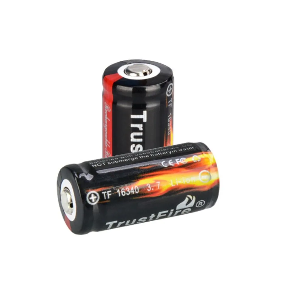 2 шт./лот Подлинная TrustFire полная мощность 880mAh 16340 RCR123 CR123A 3 7 V защищенная печатная