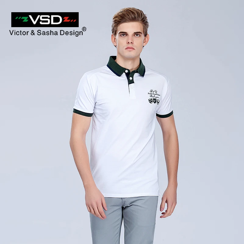 VSD Летние Мужчины Вышивка Polo Рубашки С Коротким Рукавом Известный Бренд Большой
