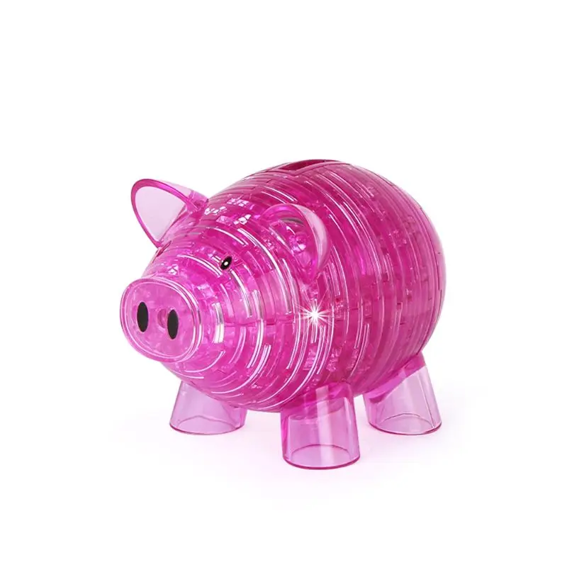24 Pink DIY Кристалл Слон Дельфин сокровище сундук свинья Динозавр 3D головоломка для детей интеллектуальные собранные Пазлы игрушка подарок - Цвет: 24 Pink
