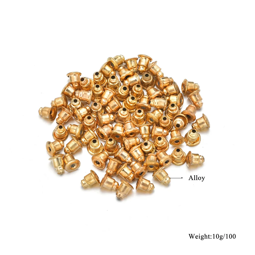 100 шт./лот металлические круглые жесткие серьги закрытые резиновые сделай сам