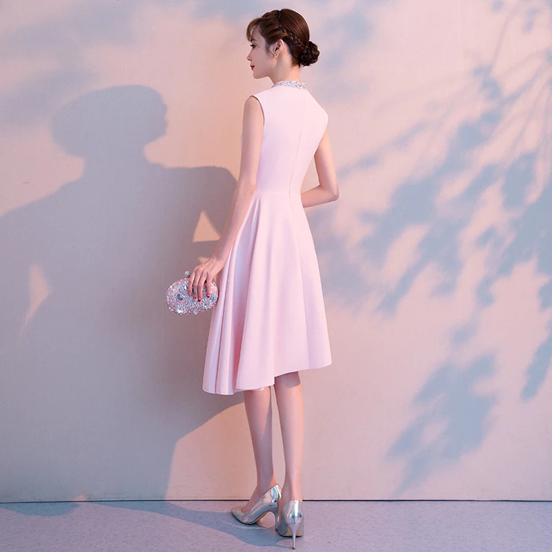 Просто шикарное Розовое женское платье сатиновое миди вечерние платья выпускные