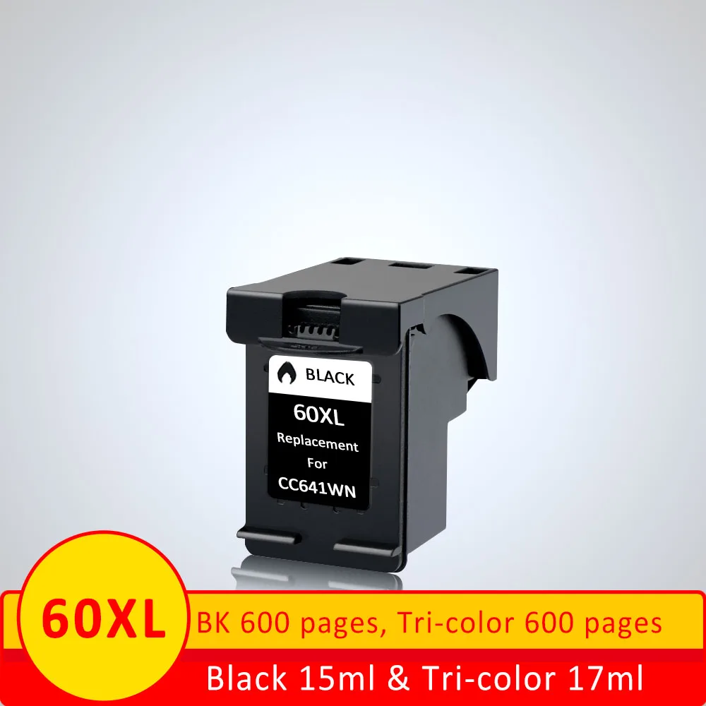 

XiangYu 60XL Black Refilled Ink Cartridge Replacement for HP 60 for Deskjet D2530 D2545 F4440 F4480 ENVY 100 110 C4640 C4650