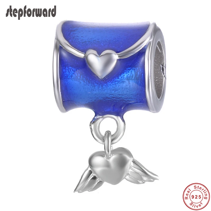 Подвеска для браслетов и ожерелий из серебра 925 пробы с синей эмалью|silver bead charm|beads