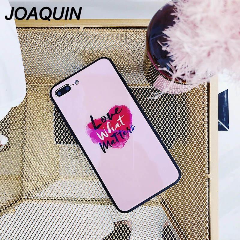 Headset Tempered Glass Case For iPhone X Lovely Heart Hard Back Cover Soft Silicone Bumper 7 6S 8 Plus 6 Cases |