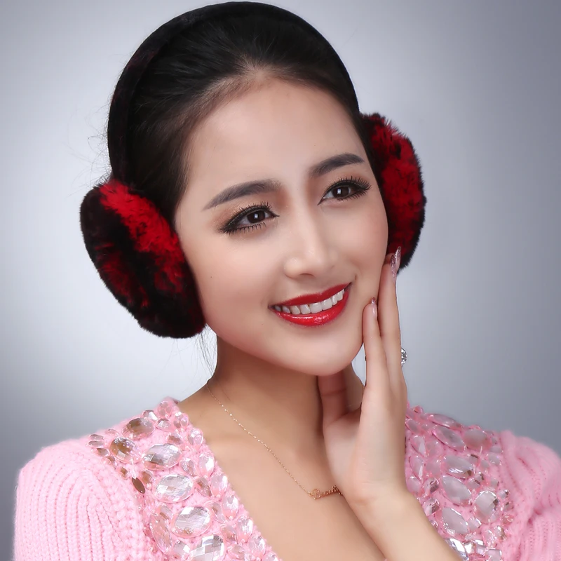 Женские зимние теплые наушники LIYAFUR натуральный мех кролика рекс|winter earmuff|fur