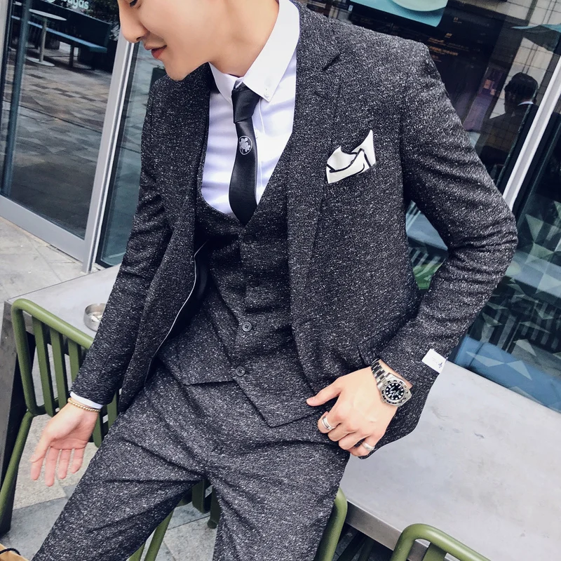Gray Fashion Anzug Social Mens Dress Suits Skinny Suit Men Business 2019 Slim Fit Shining Designers | Мужская одежда