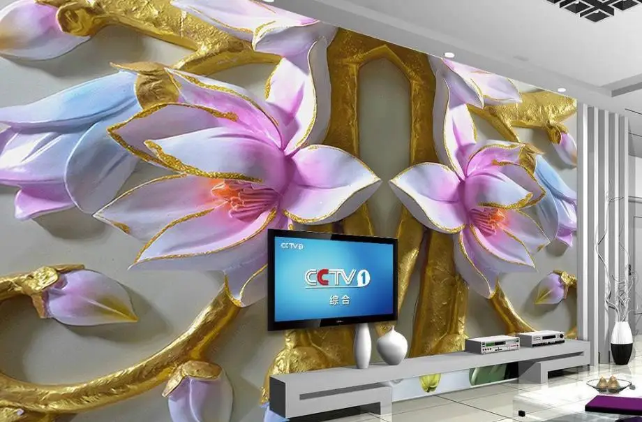Тисненые фотообои 3D для гостиной декоративные картины | Обустройство дома