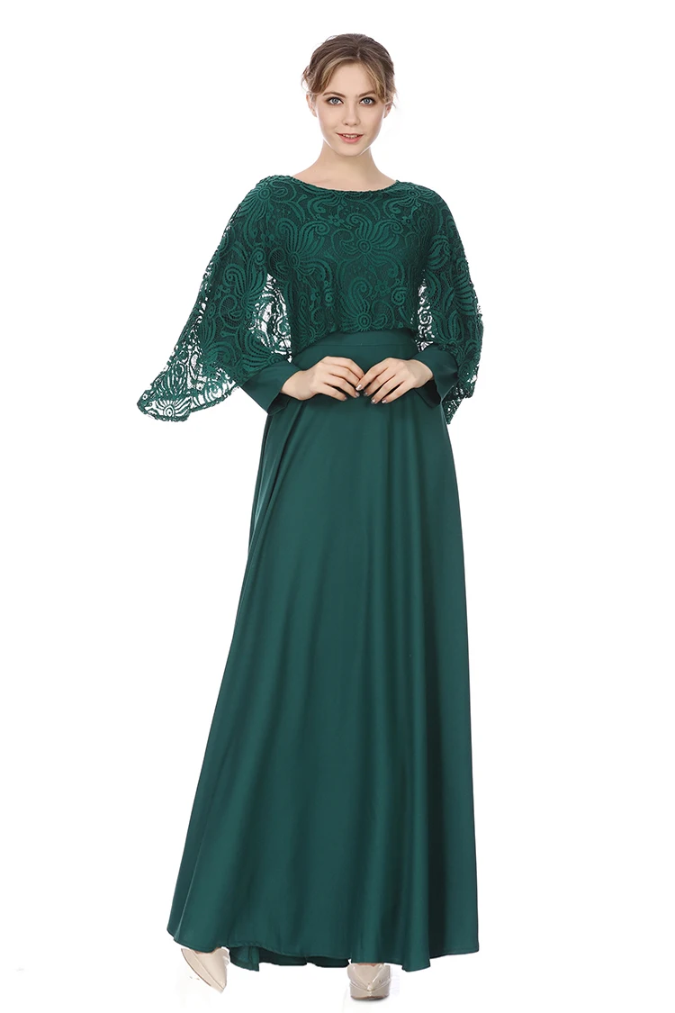 Мусульманское Кружевное Платье макси с длинным рукавом Дубай Abaya Jalabiya