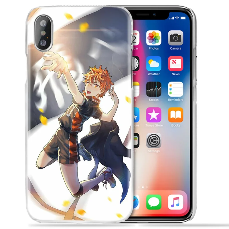 Haikyuu Хината чехол для iPhone XS Max XR X 10 7 S 8 6 6 S плюс 5S SE 5 4S 4 5C Прозрачный Жесткий ПК аниме чехол для телефона Coque