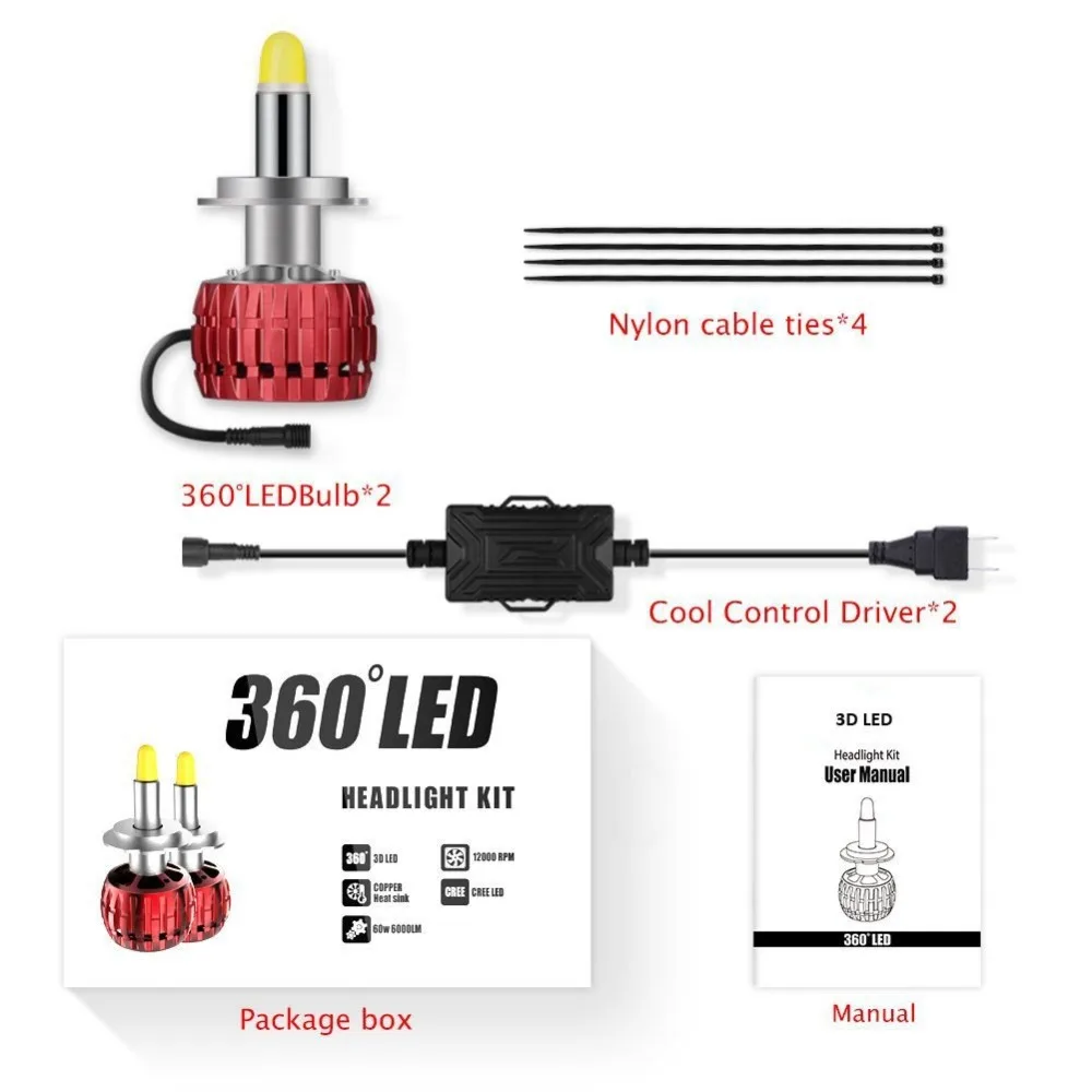 2x 6 гранная чипы CSP Cree H11 H8 9005 HB3 9006 HB4 9012 H1 144W 14000LM Автомобильный светодиодный турбо