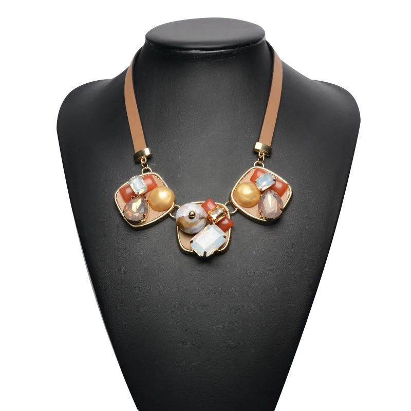 2016 Мода Boho Ожерелья Чешские Sipmle Заявление Женщины Цепи Кожи Декоративные Макси