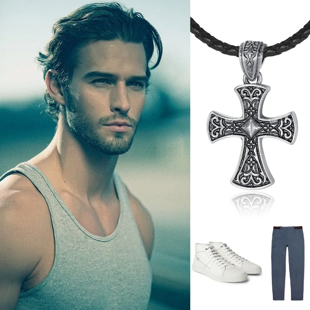 Мужской кулон в виде креста простой Викинг украшение крест с бесплатной черный