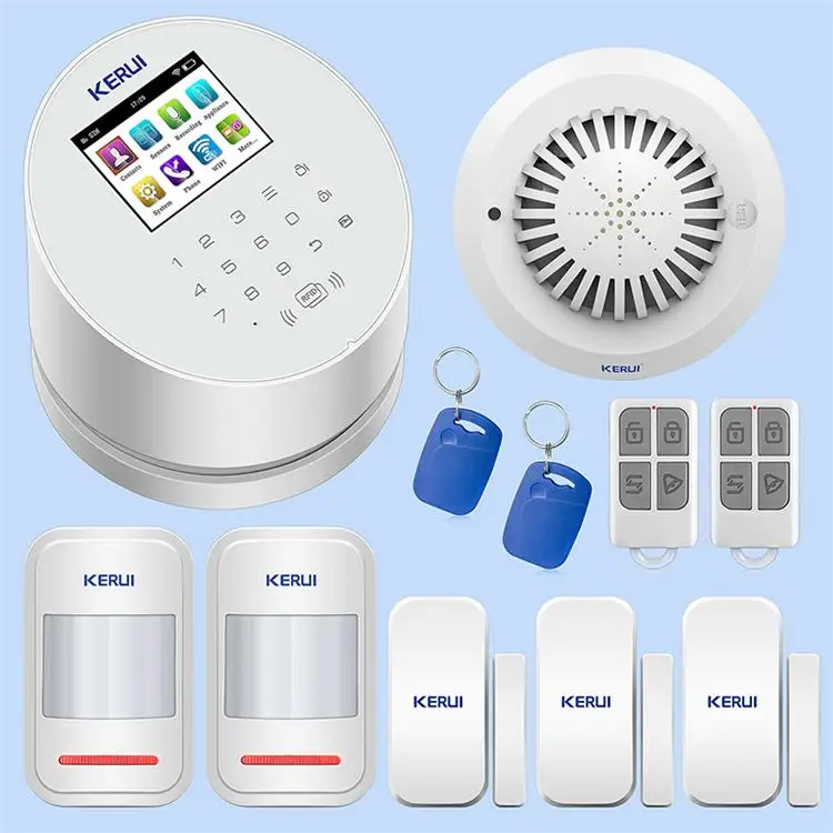 Smoke Detector Kit KERUI W2 беспроводная wifi GSM PSTN сигнализация Умный дом Охранная сигнализация RFID система снятия сигнализации DIY наборы сигнализации для защиты дома - Color: Smoke Detector Kit