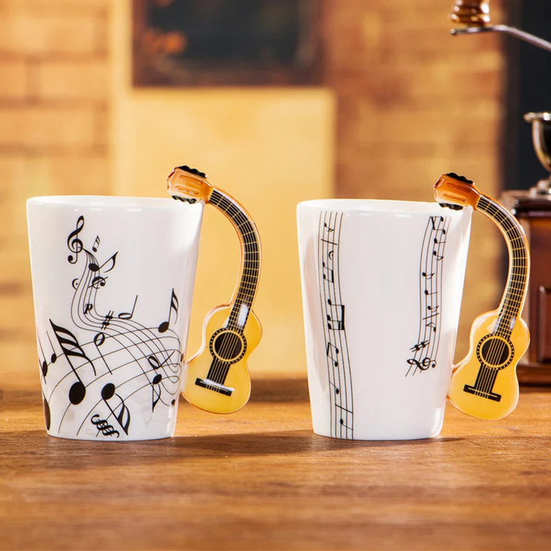 Creative Mug Guitar Design Ceramic 220ml Porcelain Tea Coffee Milk Water Drinking Cup Unique Couple Gift Drinkware | Дом и сад