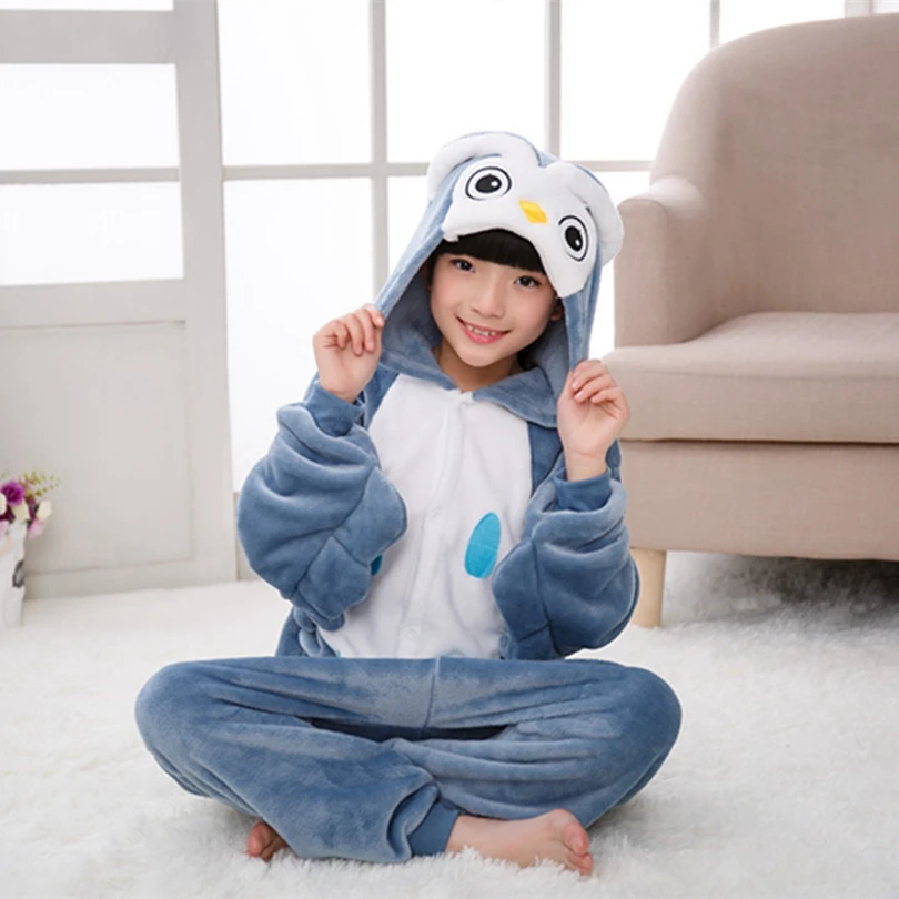 Животные кигуруми Сова костюм Взрослый Девочка Дети Onesie фланель Хэллоуин Женщины аниме-комбинезон Маскировка цельный костюм