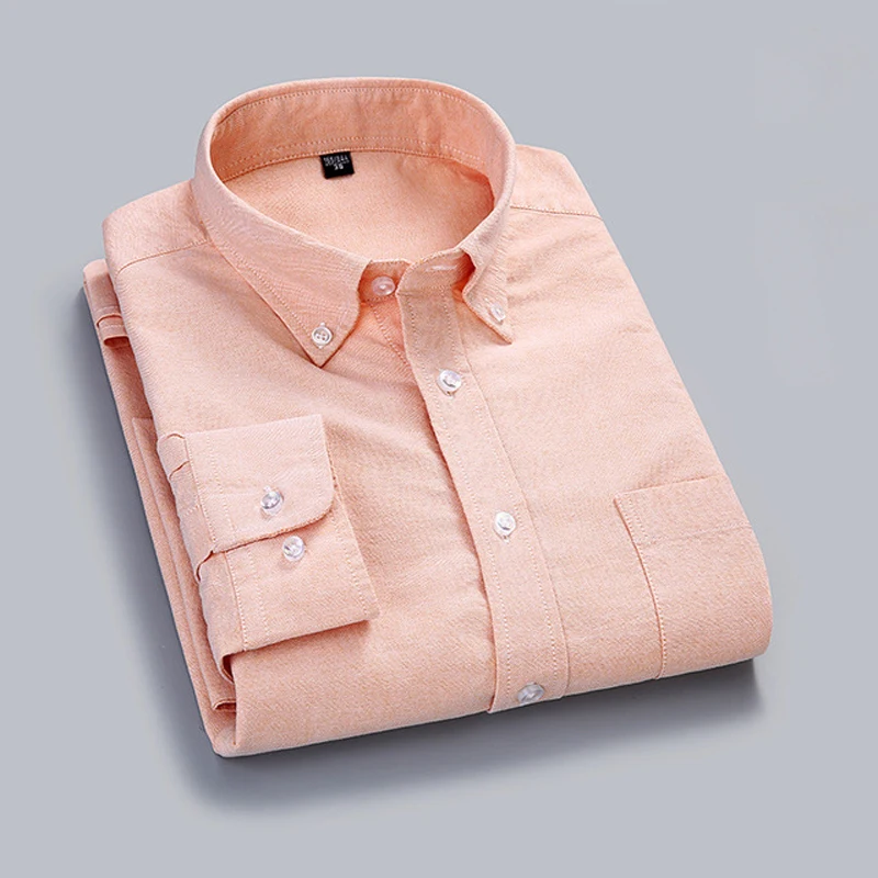 

2019 10 Colors Available 100% Cotton Men's Solid Color Long-sleeved Shirt Business Casual Men's Oxford Men's Shirt M-5XL