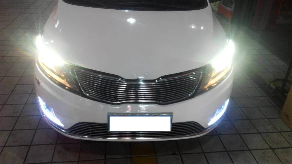 Автомобильный мигающий 2 шт. светодиодный DRL Дневной ходовой светильник с реле сигнала поворота автомобильный головной светильник для Kia K2 Rio 2011 2012 2013