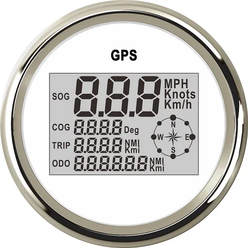 White Silver-GPS 85 мм lcd Цифровой Автомобильный спидометр gps одометр 0-999 узлов км/ч mph 12 В/24 В с подсветкой морская яхта Мотоцикл лодка автомобиль - Цвет: White Silver-GPS