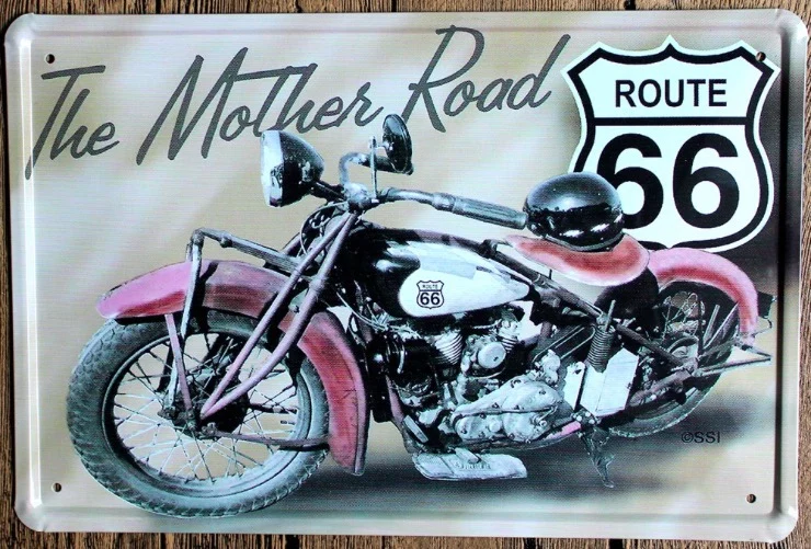 1 шт. Route 66 табличка из США на мотоцикл и велосипед Оловянная настенный
