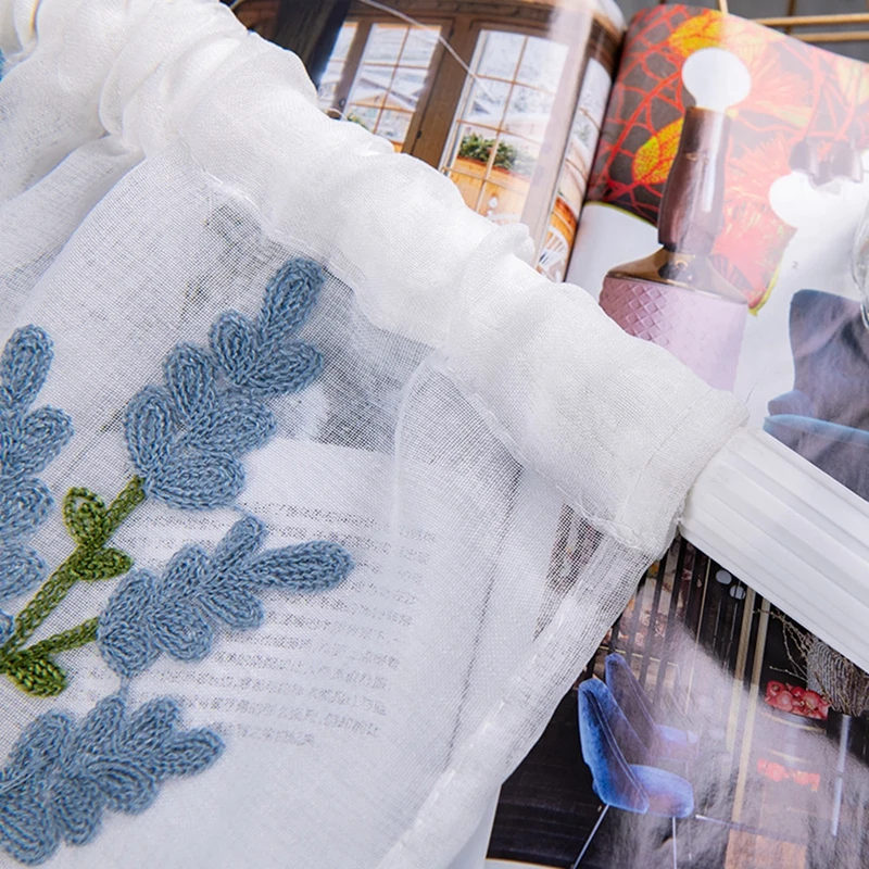 Износостойкая износостойкая Короткая занавеска с вышивкой для букета кухонная