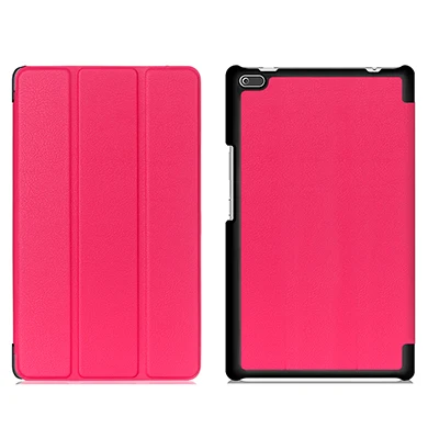 PC-Rose Red Складываются в три раза планшетный чехол для lenovo Tab 4, 8 из искусственной кожи чехол-подставка для lenovo Tab 4, 8 TB-8504F TB-8504N TB-8504X чехол+ Защитная пленка на экран+ подставка для ручек - Цвет: PC-Rose Red