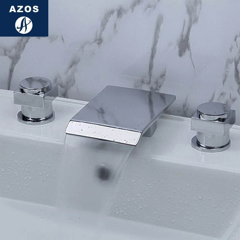 Azos Split FaucetWaterfall латунный хромированный переключатель холодной и горячей воды