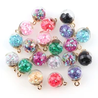 10pcspack 16mm korean style colorful transparent glass ball quicksand star sequin diy charms charms jewelry accessories