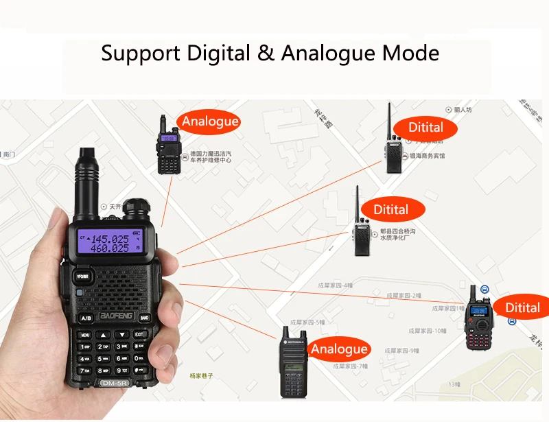 BAOFENG DM-5R цифровой иди и болтай walkie talkie DMR двухстороннее радио UV5R обновленная версия УКВ мобильное радио двухдиапазонный Cb радио