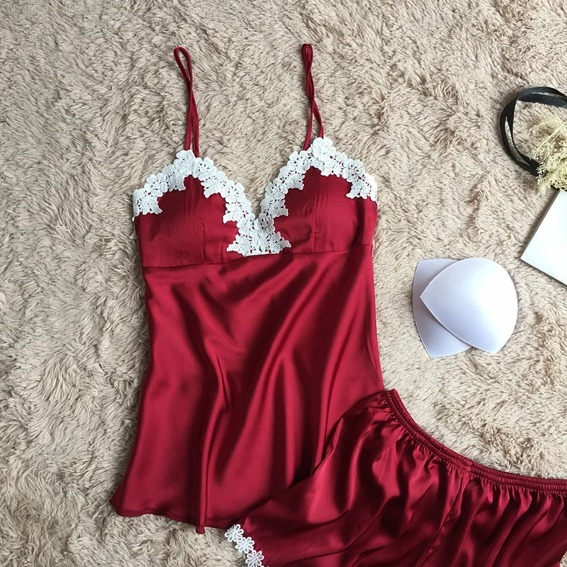 Новый дизайн пижамные комплекты лето осень женские шелковые шорты с вышивкой