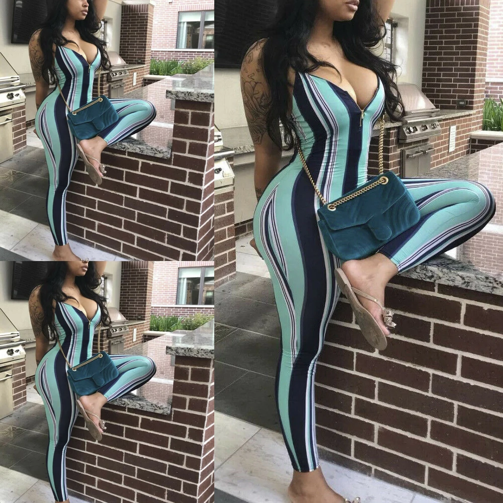 Женский комбинезон на бретельках повседневный Облегающий с v образным вырезом и